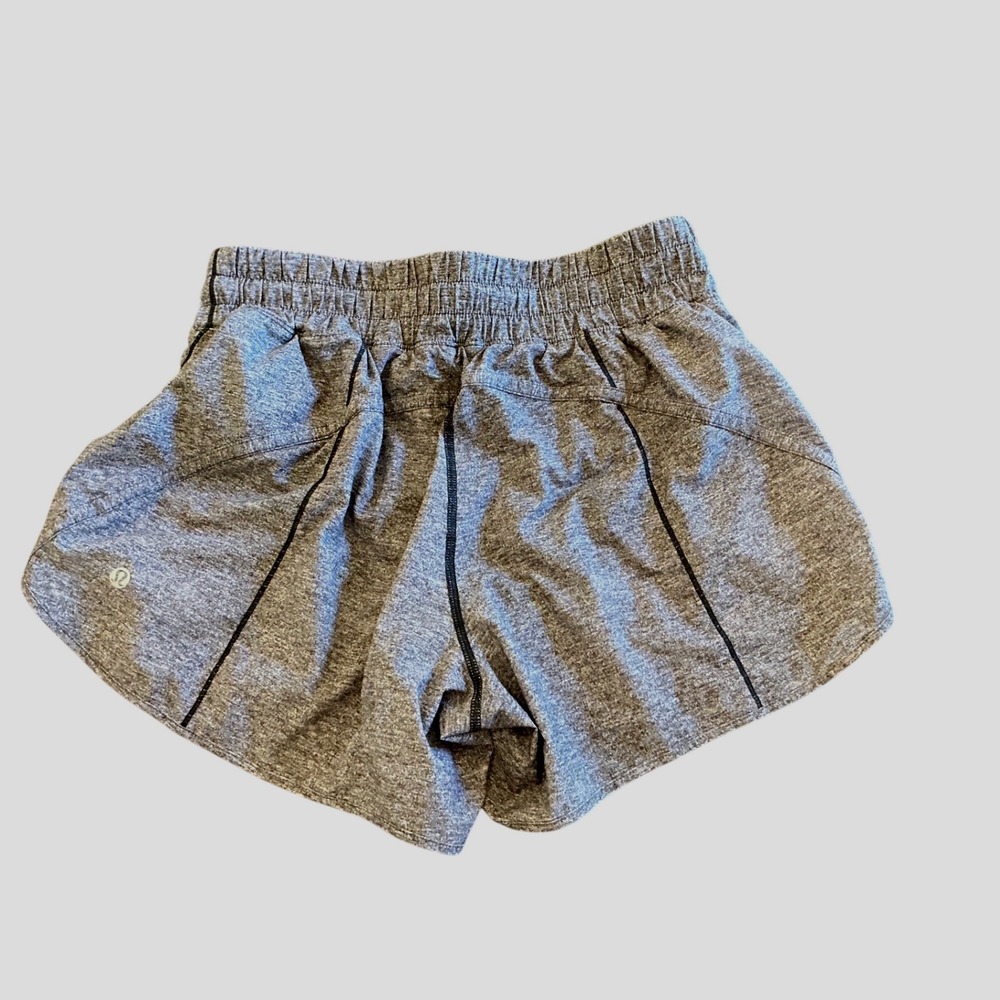 Lululemon Run Speed Shorts Womens 8 Heathered Gray Black Lined 2.5" Athletic